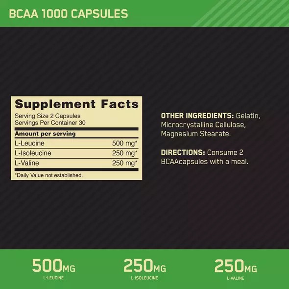 Optimum Nutrition BCAA 1000 60 Capsules (30 Servings) Chile | 246-WMAHXZ