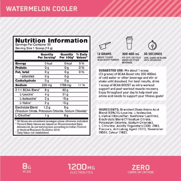 Optimum Nutrition BCAA Boost Watermelon 30 Serves Chile | 613-NYEQHR