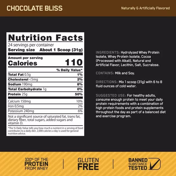 Optimum Nutrition GOLD STANDARD® 100% Isolate Chocolate Bliss 3 lb (44 Servings) Chile | 970-EHFOMQ