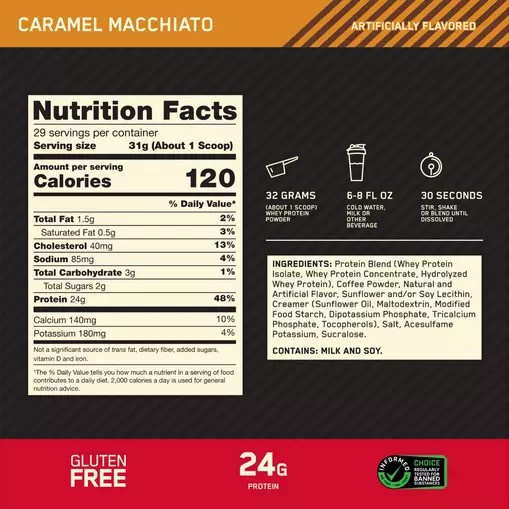 Optimum Nutrition GOLD STANDARD 100% WHEY™ *new* Caramel Macchiato 2 lb (28 Servings) Chile | 265-RPCZNL