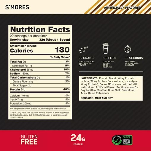 Optimum Nutrition GOLD STANDARD 100% WHEY™ *new* S'mores 2 lb (28 Servings) Chile | 326-WGXYQC