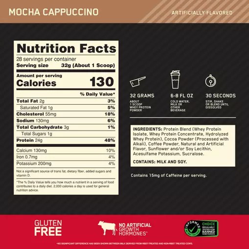 Optimum Nutrition GOLD STANDARD 100% WHEY™ Mocha Cappuccino 2 lb (28 Servings) Chile | 397-UADWJX