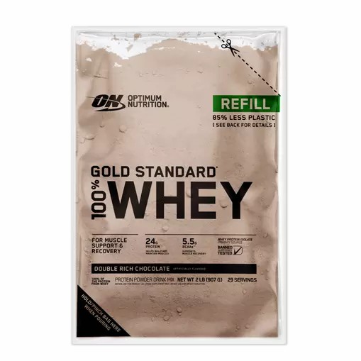 Optimum Nutrition GOLD STANDARD 100% WHEY™ Recyclable Refill Bag Double Rich Chocolate 2 lb (29 Servings) Chile | 416-EZTNUM