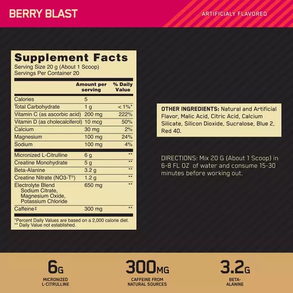 Optimum Nutrition GOLD STANDARD® Pre Advanced Berry Blast 0.88 lb (20 Servings) Chile | 042-GVCDQK