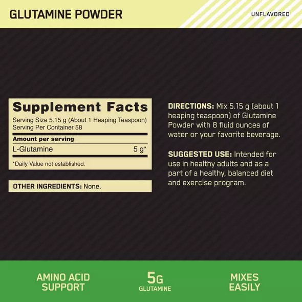 Optimum Nutrition Glutamine Powder 0.66 lb (58 Servings) Chile | 750-XEDOBI