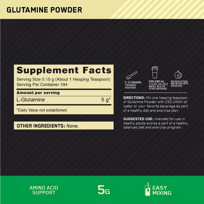 Optimum Nutrition Glutamine Powder Unflavoured 1kg Chile | 708-STBWNC