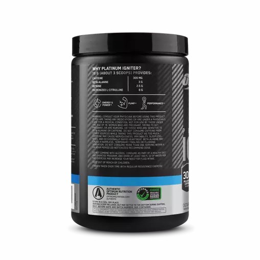 Optimum Nutrition Platinum Igniter Blue Raspberry Freeze 0.84 lb (20 Servings) Chile | 693-JZTRXC