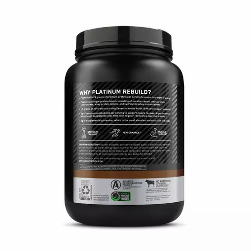 Optimum Nutrition Platinum Rebuild Dark Chocolate 1.67 lb (20 Servings) Chile | 258-OXAEPS